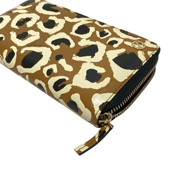 Auth GUCCI Betty Brown Cream Black Leather Long Wallet - Picture 3 of 6